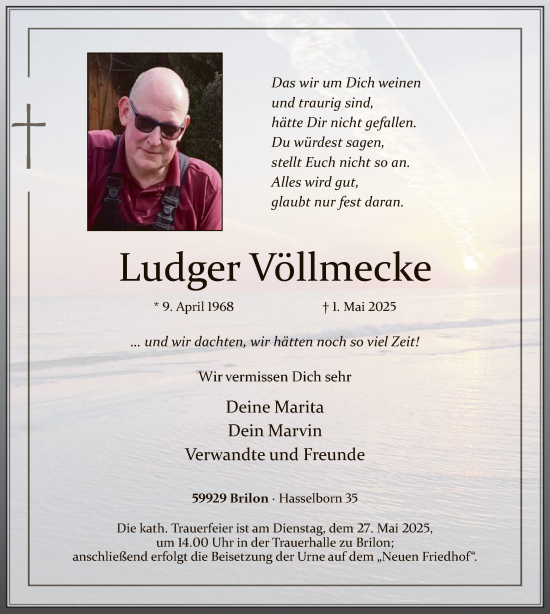 Todesanzeige von Ludger Völlmecke von WA