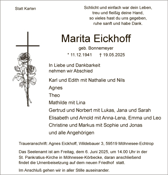 Todesanzeige von Marita Eickhoff von HASO
