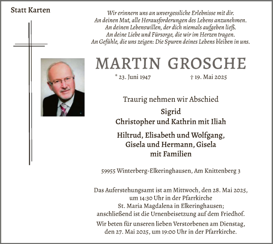 Todesanzeige von Martin Grosche von HASK