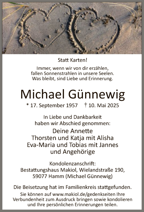 Todesanzeige von Michael Günnewig von HAWA