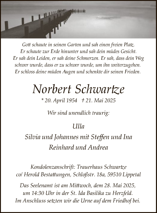 Todesanzeige von Norbert Schwartze von HASO