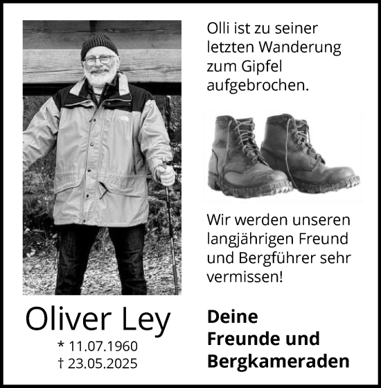 Todesanzeige von Oliver Ley von HASO