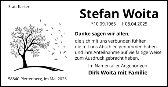 Todesanzeige von Stefan Woita von WA