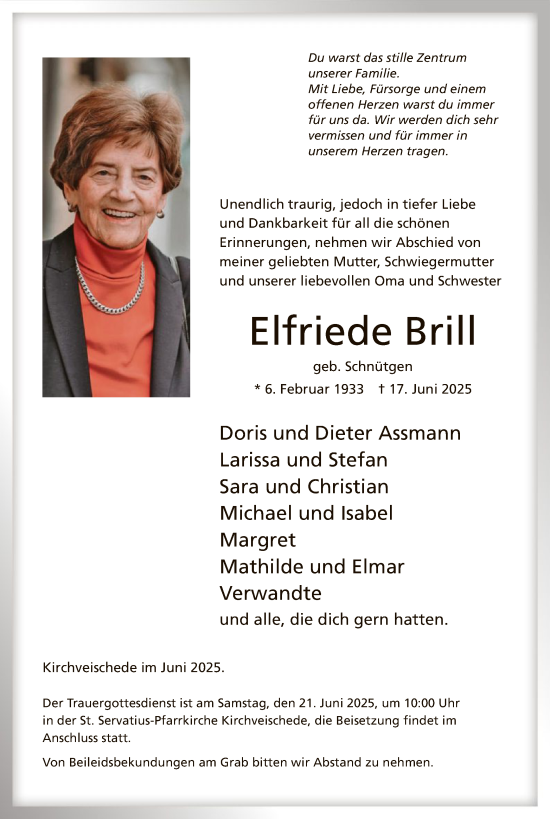 Todesanzeige von Elfriede Brill von HASK