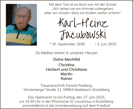 Todesanzeige von Karl-Heinz Jacubowski von HASK