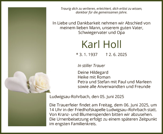 Todesanzeige von Karl Holl von HZHNA
