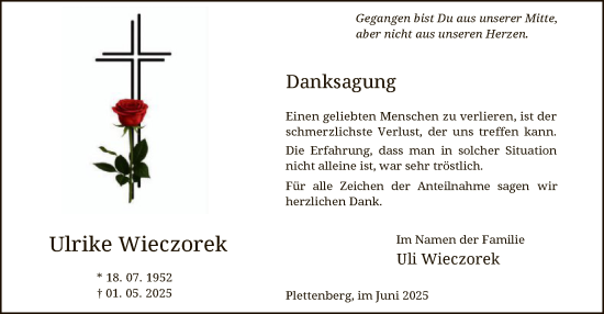 Todesanzeige von Ulrike Wieczorek von HALN