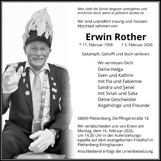 Todesanzeige von Erwin Rother von HALN