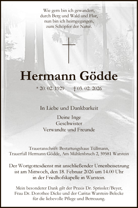 Todesanzeige von Hermann Gödde von HASO