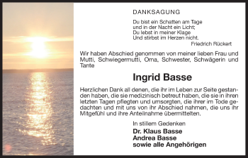 Todesanzeige von Ingrid Basse von Uelzen