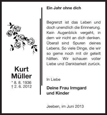 Todesanzeige von Kurt Müller von Uelzen