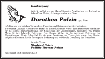 Todesanzeige von Dorothea Polzin von Uelzen
