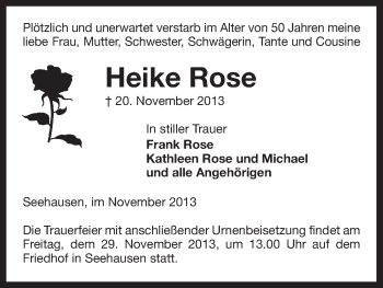 Todesanzeige von Heike Rose von Uelzen