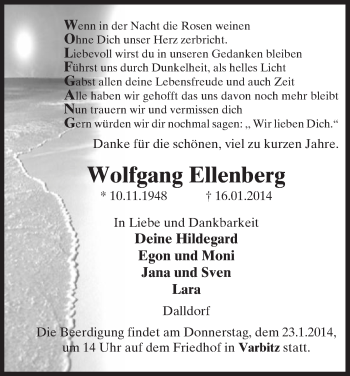Todesanzeige von Wolfgang Ellenberg von Uelzen