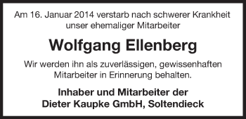 Todesanzeige von Wolfgang Ellenberg von Uelzen