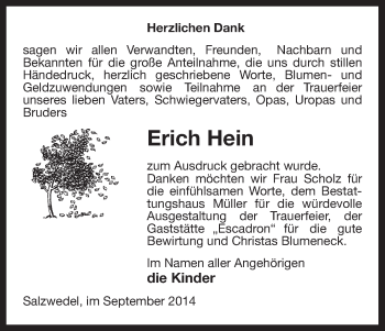 Todesanzeige von Erich Hain von Uelzen