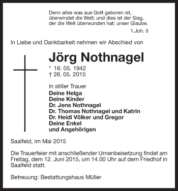 Todesanzeige von Jörg Nothnagel von Uelzen