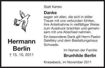 Todesanzeige von Hermann Berlin von ALLGEMEINE ZEITUNG UELZEN