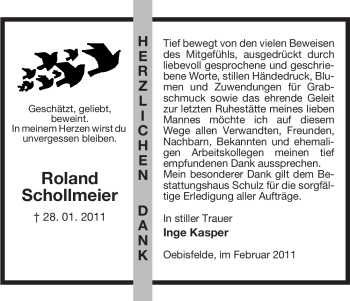 Todesanzeige von Roland Schollmeier von ALLGEMEINE ZEITUNG UELZEN