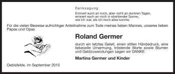 Todesanzeige von Roland Germer von ALLGEMEINE ZEITUNG UELZEN