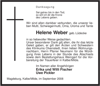 Todesanzeige von Lüdecke Weber von ALLGEMEINE ZEITUNG UELZEN