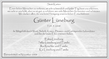Todesanzeige von Günter Lüneburg von ALLGEMEINE ZEITUNG UELZEN