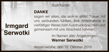 Todesanzeige von Irmgard Serwotki von Uelzen