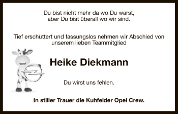 Todesanzeige von Heike Diekmann von Uelzen