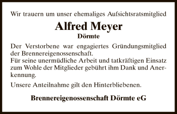 Todesanzeige von Alfred Meyer von Uelzen