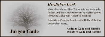 Todesanzeige von Jürgen Gade von Uelzen