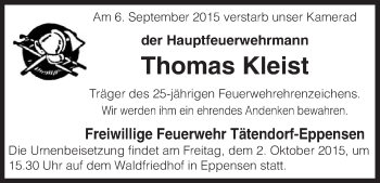 Todesanzeige von Thomas Kleist von Uelzen