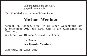 Todesanzeige von Michael Weidner von Uelzen