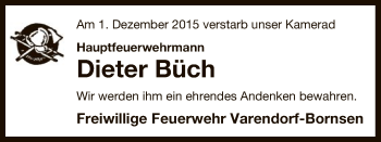 Todesanzeige von Dieter Büch von Uelzen