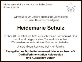 Todesanzeige von Heidemarie Schulz von Uelzen