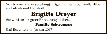 Todesanzeige von Brigitte Dreyer von Uelzen