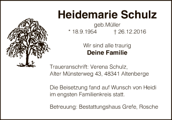 Todesanzeige von Heidemarie Schulz von Uelzen
