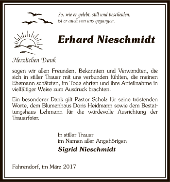 Todesanzeige von Erhard Nieschmidt von Uelzen