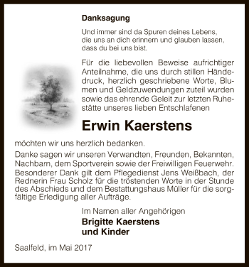Todesanzeige von Erwin Kaerstens von Uelzen