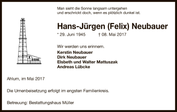 Todesanzeige von Hans-Jürgen Neubauer von Uelzen