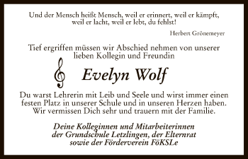 Todesanzeige von Evelyn Wolf von Uelzen