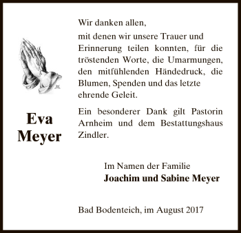 Todesanzeige von Eva Meyer von Uelzen