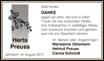 Todesanzeige von Herta Preuss von Uelzen