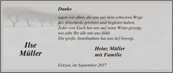 Todesanzeige von Ilse Müller von Uelzen