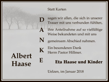 Todesanzeige von Albert Haase von Uelzen