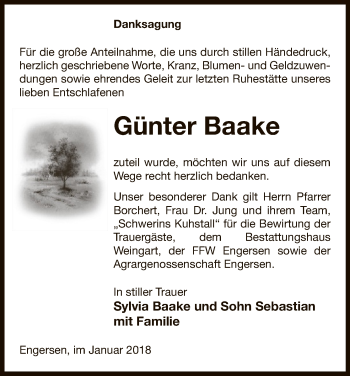 Todesanzeige von Günter Baake von Uelzen