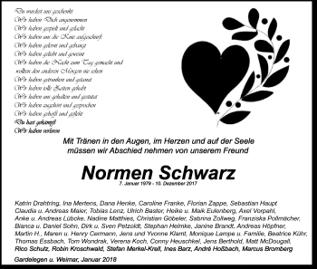 Todesanzeige von Normen Schwarz von Uelzen
