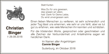 Todesanzeige von Christian Binger von Uelzen
