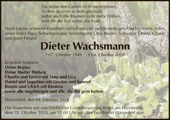 Todesanzeige von Dieter Wachsmann von Uelzen