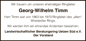Todesanzeige von Georg-Wilhelm Timm von Uelzen