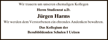 Todesanzeige von Jürgen Harms von Uelzen